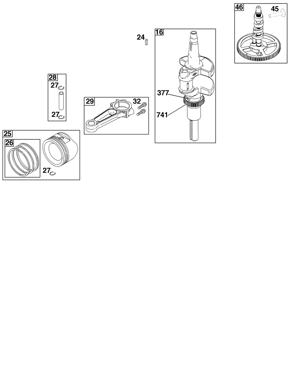 Crankshaft Group Diagram and Parts List for 49T877-0055-Z1  Briggs and Stratton Engine